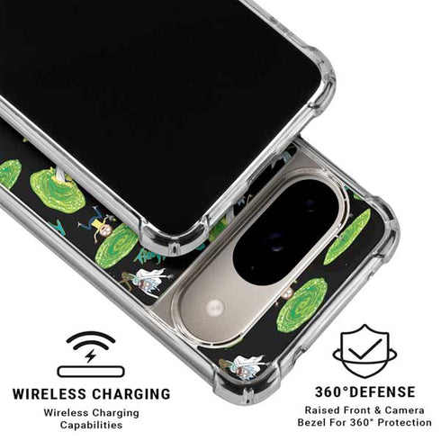 Adult Swim Rick and Morty Portal Pattern Google Pixel 10 Clear Case